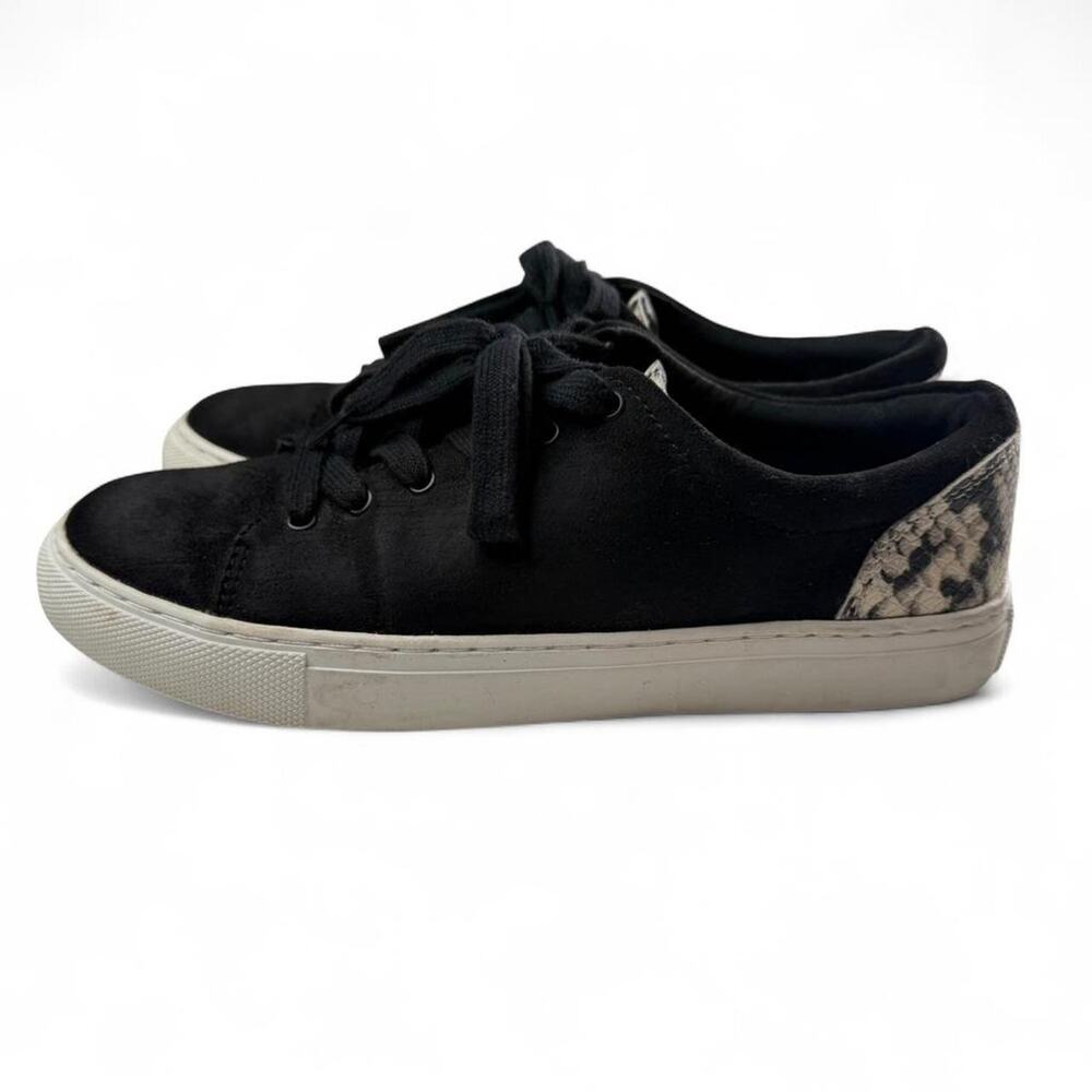 Blokecore J. Crew Road Trip Sneakers – Black Faux Suede‎ Snake Accent – Size 7